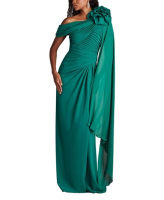 Kamari Draped Rosette Shoulder Gown