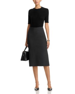 Bi Stretch Scuba Wool Blend Pencil Skirt