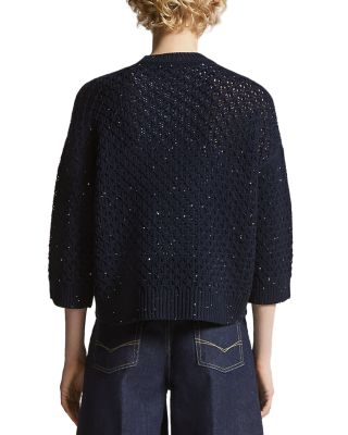 Sequin Three Quarter Sleeve Sweater