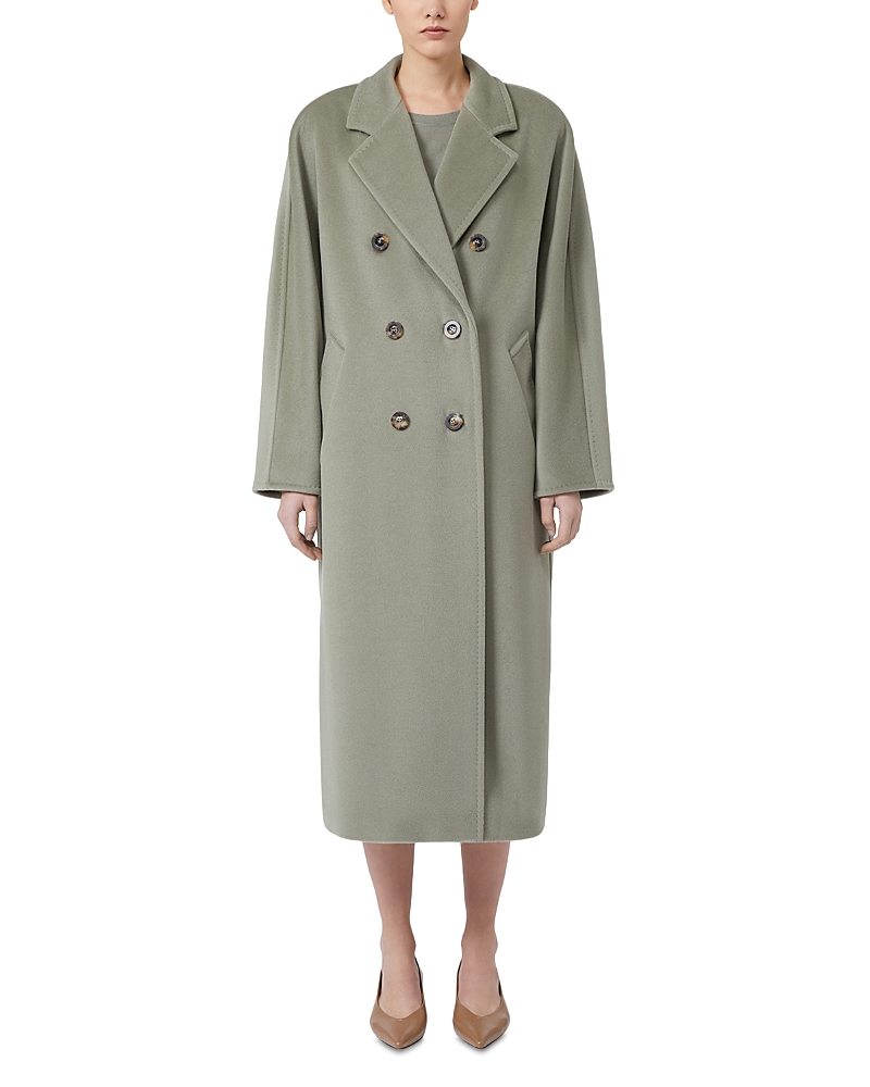 Max Mara Madame Wool Blend Double Breast Coat In Green