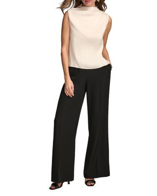 Draped High Neck Sleeveless Top