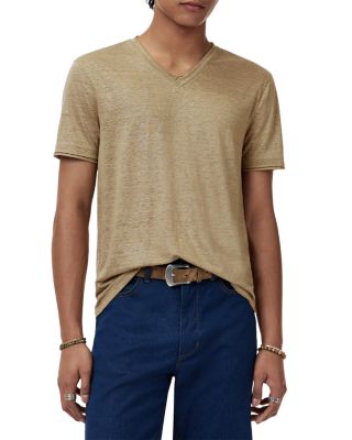 Wooster Slim Fit V Neck Linen Tee  