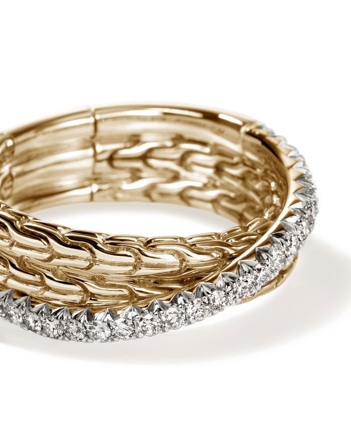 14K Yellow Gold JH Essentials Diamond Pavé Crossover Ring