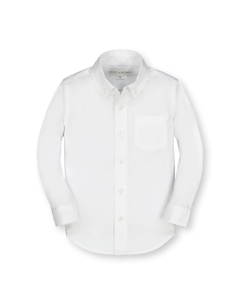 Hope & Henry Boys' Organic Poplin Button Down Shirt - Baby In White