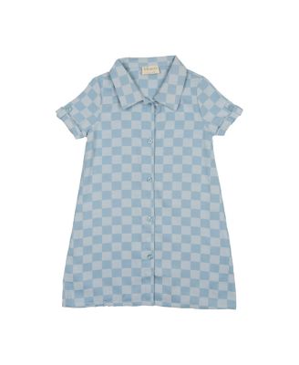 Girls' Denim Check Short Sleeve Dress - Little Kid