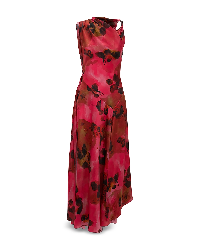 Victoria Beckham Sleeveless Draped Midi Dress In Pink