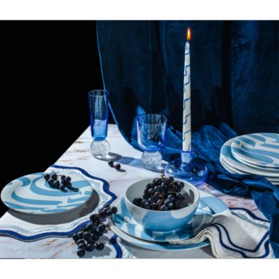 Colorblock Embroidered Linen Placemats, Set of 4