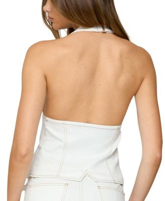 Ciel Split Front Denim Halter Top