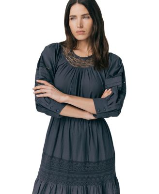 Leoni Lace Trim Cotton Midi Dress