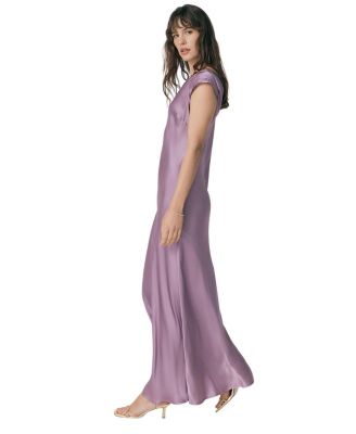 Averie Boat Neck Satin Maxi Dress