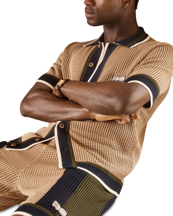 CHE CRUSOE Crochet Contrast Trim Button Shirt