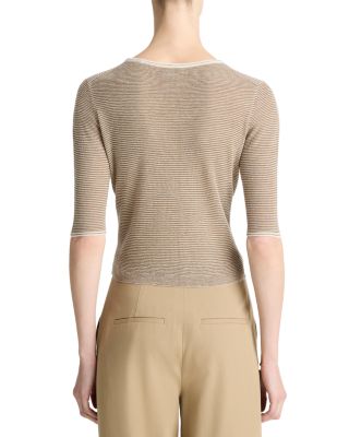 Cashmere Silk Microstripe Cardigan