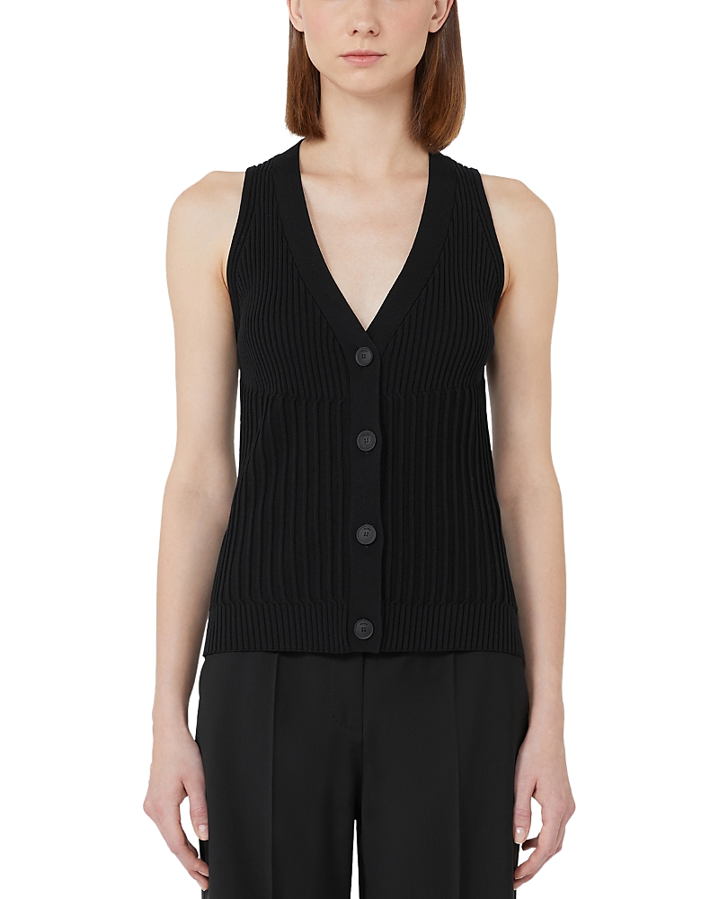 Max Mara Sleeveless Cardigan With Buttons In Black
