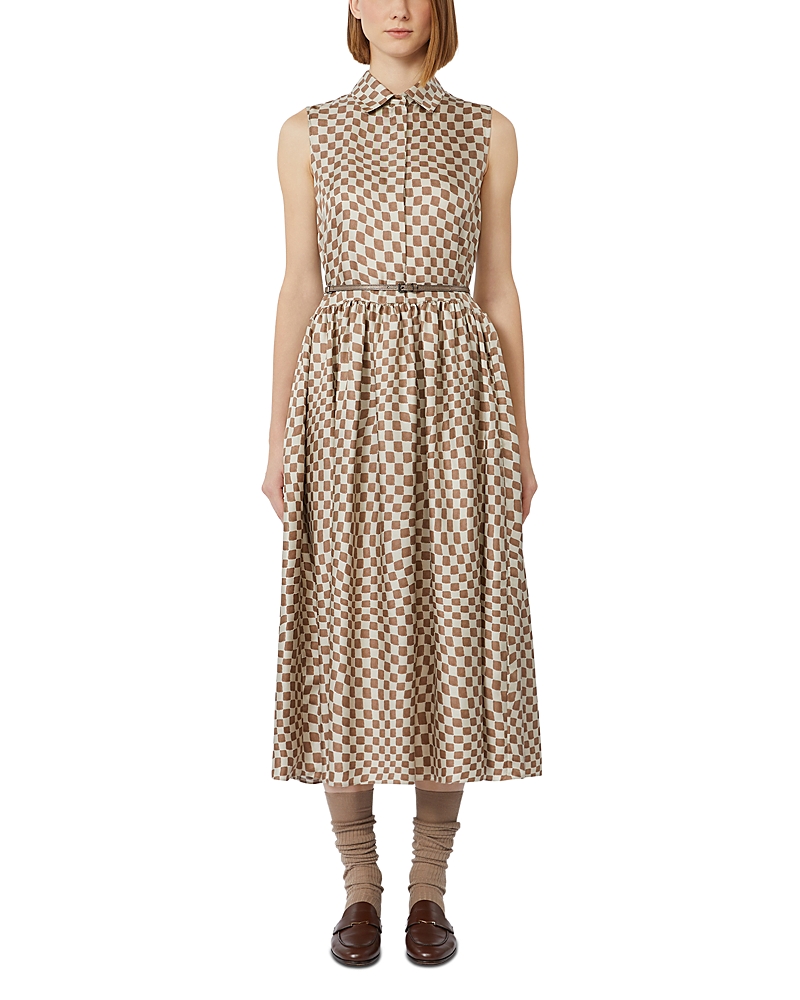 Max Mara Sesia Antique Rose Silk Dress In Brown