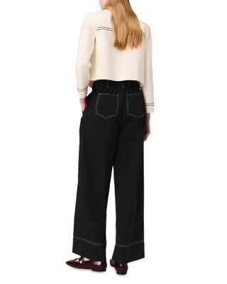 Topstitched Cropped Cardigan