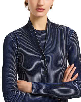 Bicolor Ribbed Striped Cardigan Sweater