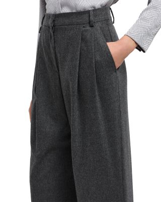 Wool Blend Pleated Pants