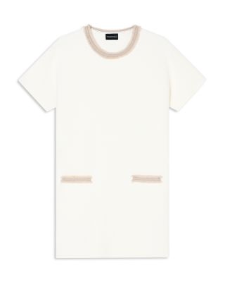 Ottoman Stitch Knit Dress with Fringe Details