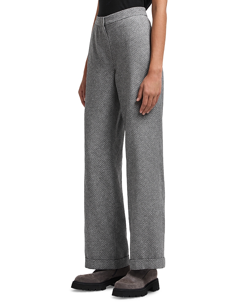 Emporio Armani Icon Chevron Viscose-blend Trousers In Gray
