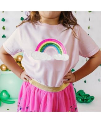 Pastel Rainbow BDay Girl Patch Short Sleeve T-Shirt  | Sweet Wink main image 0