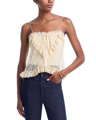 Alice and Olivia Alessia Lace Ruffled Top | Bloomingdale's