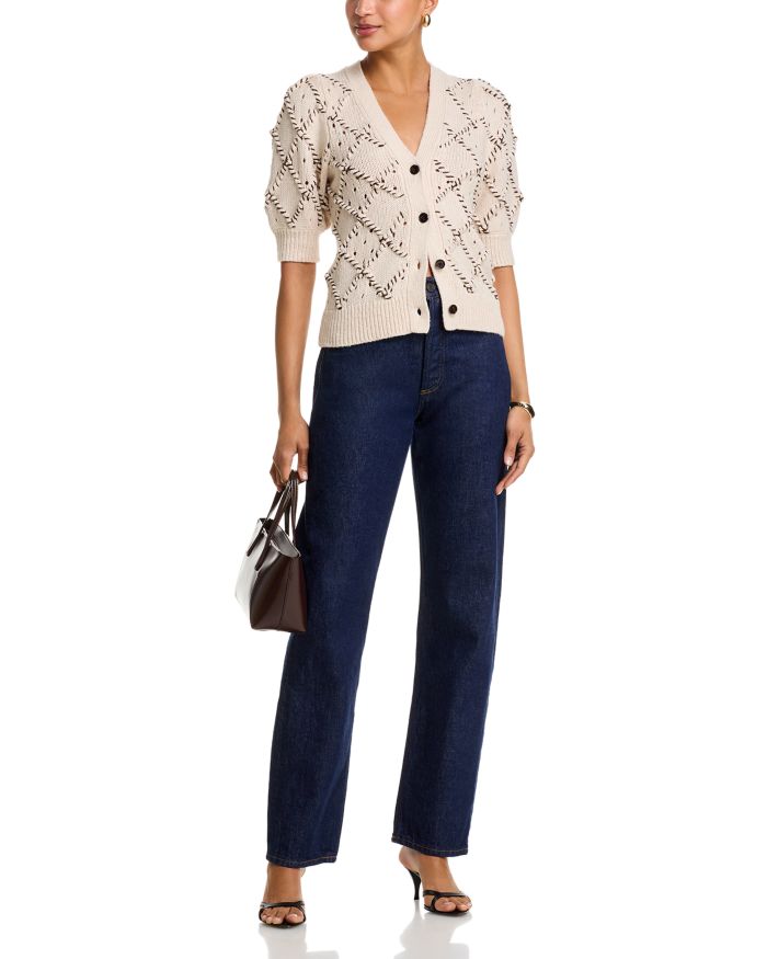 Isla Whipstitched Diamond Pattern Cardigan