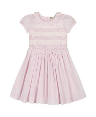 Girls' Organic Puff Sleeve with Ruffle Collar Smocked Party Dress - Little Kid, Big Kid