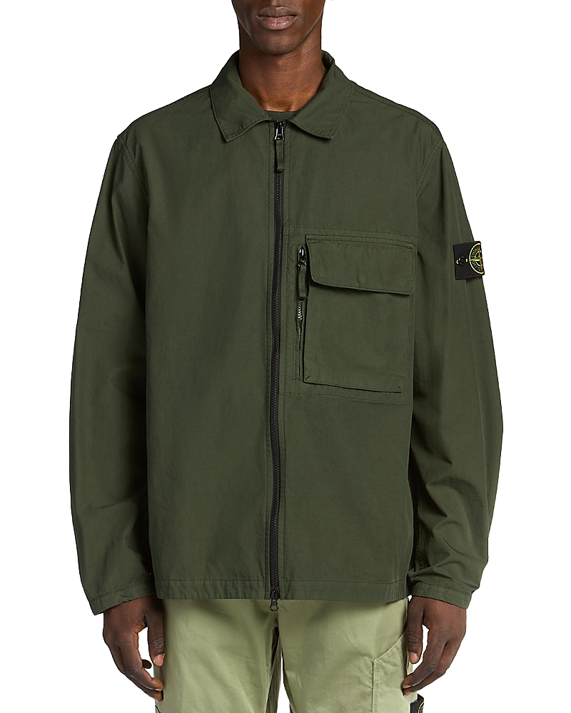 Stone Island Juniper Zip Front Shirt Jacket In Green