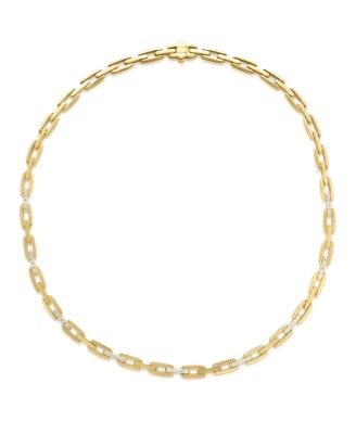 18K Yellow Gold Navarra Diamond Open Chain Link Collar Necklace, 18"