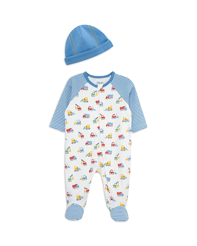 Little Me Boys' Trucks Footie & Hat Set - Baby In Multi