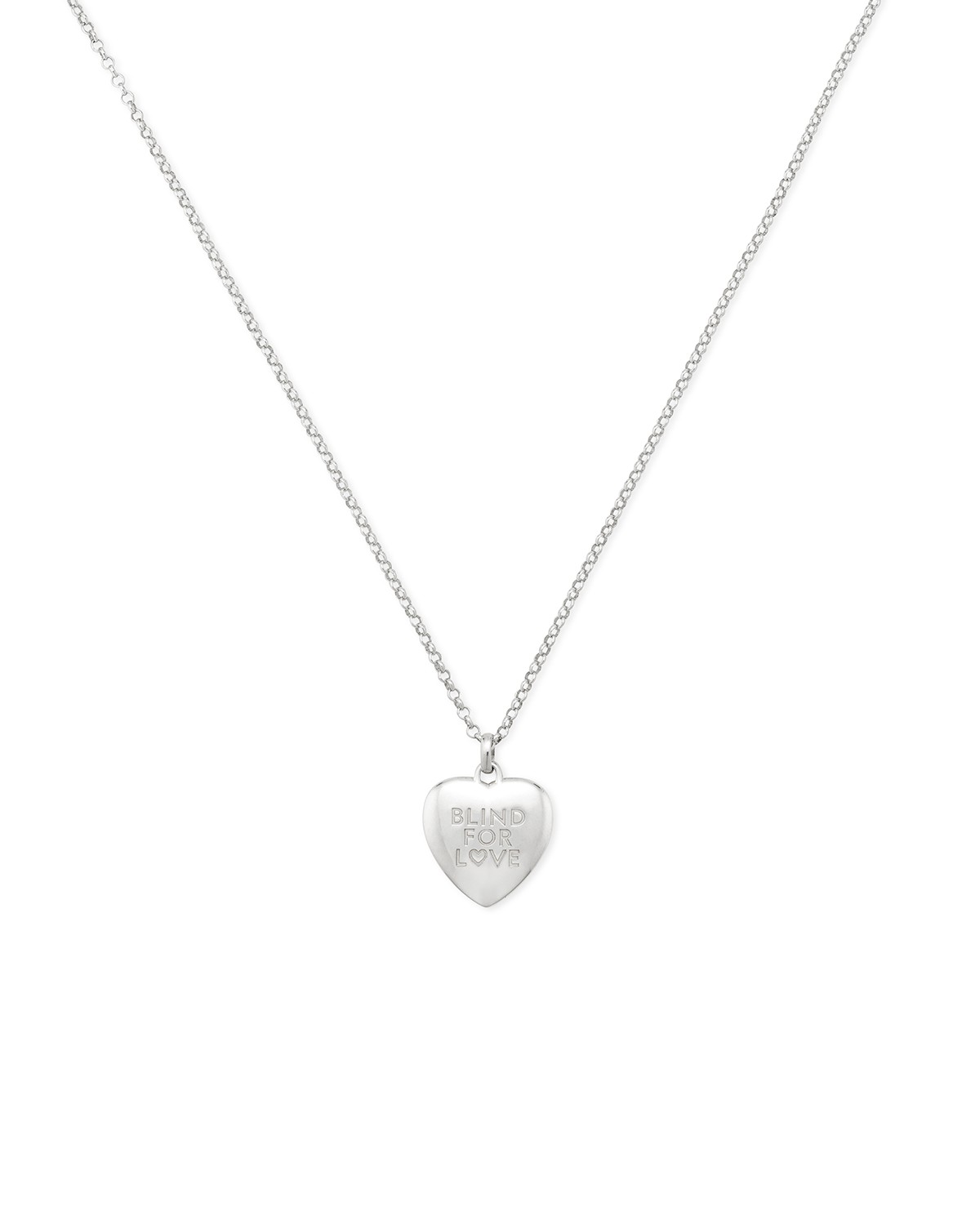Sterling Silver Blind for Love Double G Heart Pendant Necklace, 19.7-21.7"