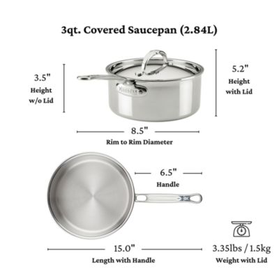 ProBond Luxe 3 Quart Professional Clad Stainless Steel Saucepan with Lid