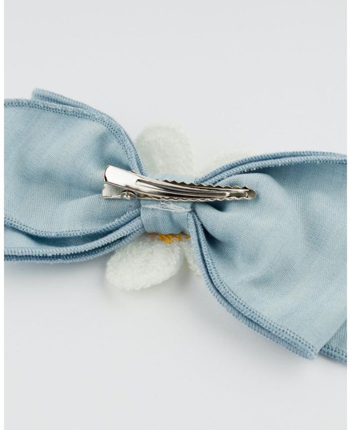 Scarlett Bow on Clip - Crochet Daisy on Denim - Baby