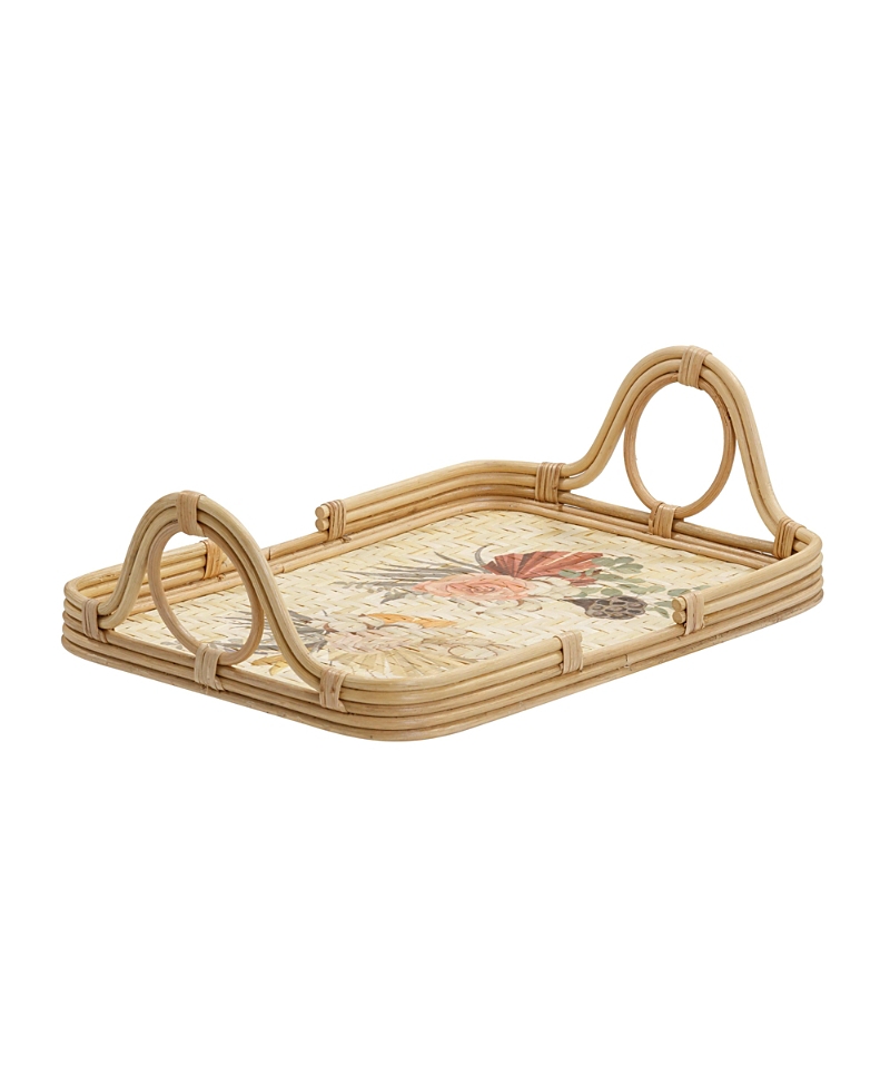 Tov Furniture Corey Floral Bamboo Tray In Brown