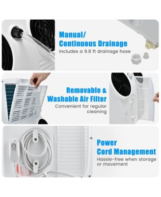  11,500 BTU Dual Hose Portable Air Conditioner 3-in-1 AC Unit with Remote Control