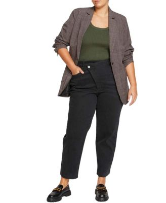  Women's Plus Katie High Rise Crossover Jeans in Black Wash