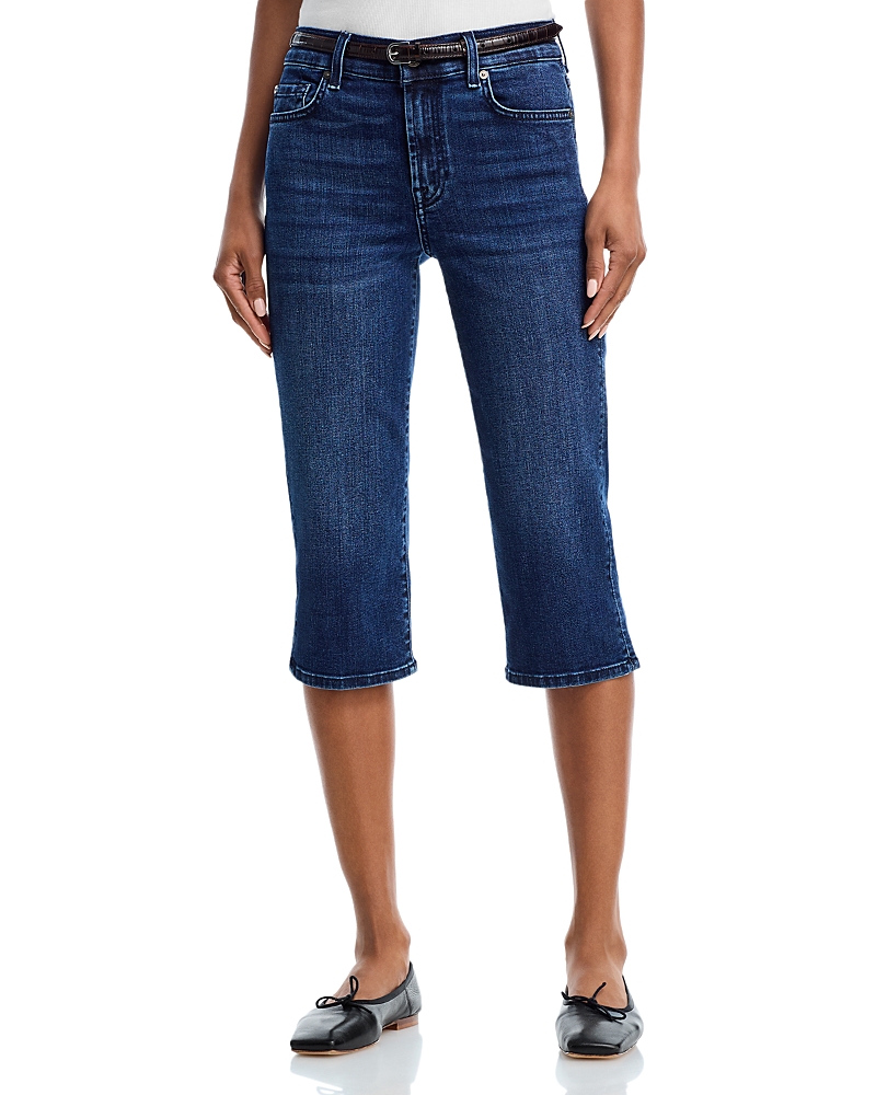 7 For All Mankind High Rise Cropped Slim Jeans in Soho Dark