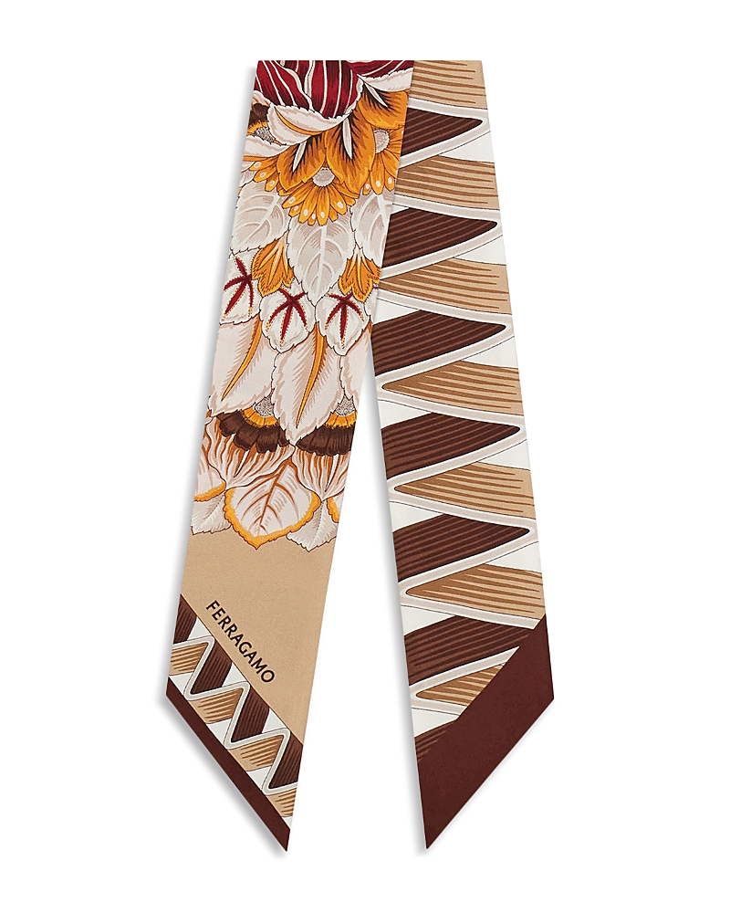Ferragamo Giada Print Silk Mini Bandeau In Brown