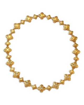 18K Yellow Gold Palazzo Ducale Diamond Satin Flower Collar Necklace, 16"
