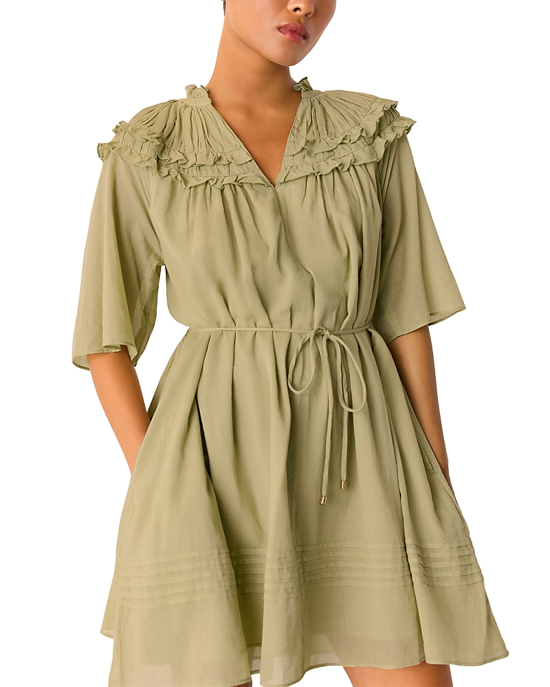 Whistles Petite Cotton Frill Mini Dress