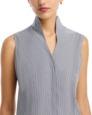 Pinstripe Mandarin Collar Tank