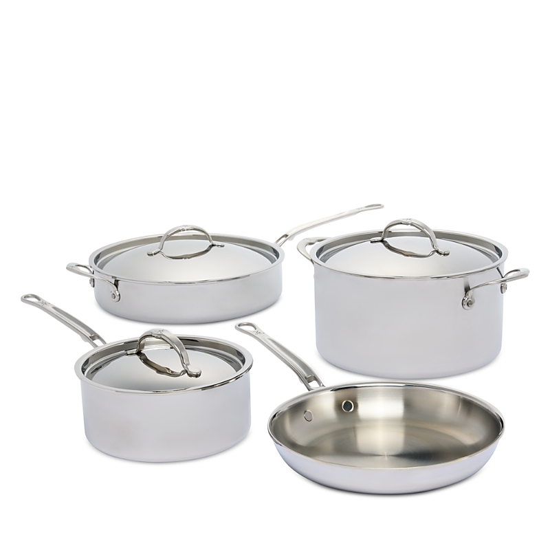 Hestan Probond Luxe 7 Piece Polished Professional Clad Stainless Steel Cookware Set - Exclusive In Silver