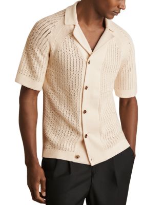 Regular Fit Ribbed Knit Cuban Shirt