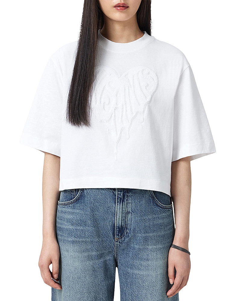 Allsaints Trip Etta Oversize Crop Cotton T-shirt In White