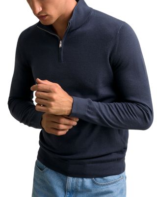 REISS - Slim Fit Quarter Zip Merino Wool Sweater