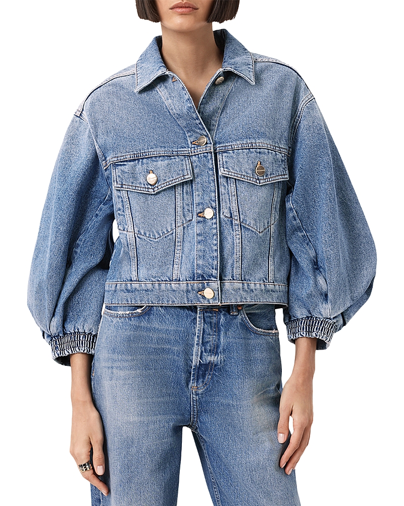 Allsaints Luca Balloon Sleeve Denim Trucker Jacket In Blue