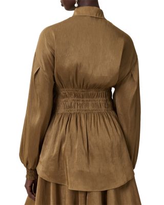 Staci Linen & Silk Smocked Shirt