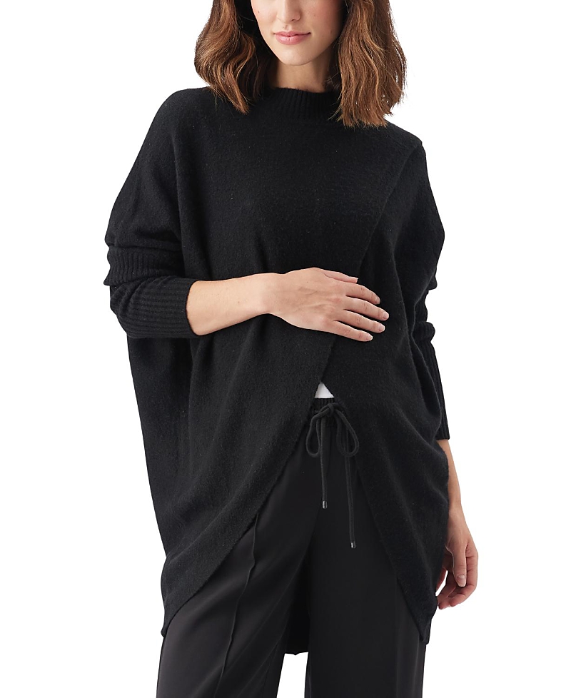 Ripe Maternity Hallie Cross Over Knit Sweater In Black