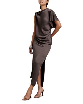 【海外限定】REISSドレス☆Kiera Textured Drape Midi Dress, Cr Reiss Kiera Textured Drape Midi Dress, Cream