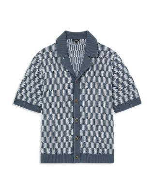 Regular Fit Geometric Knit Cuban Shirt